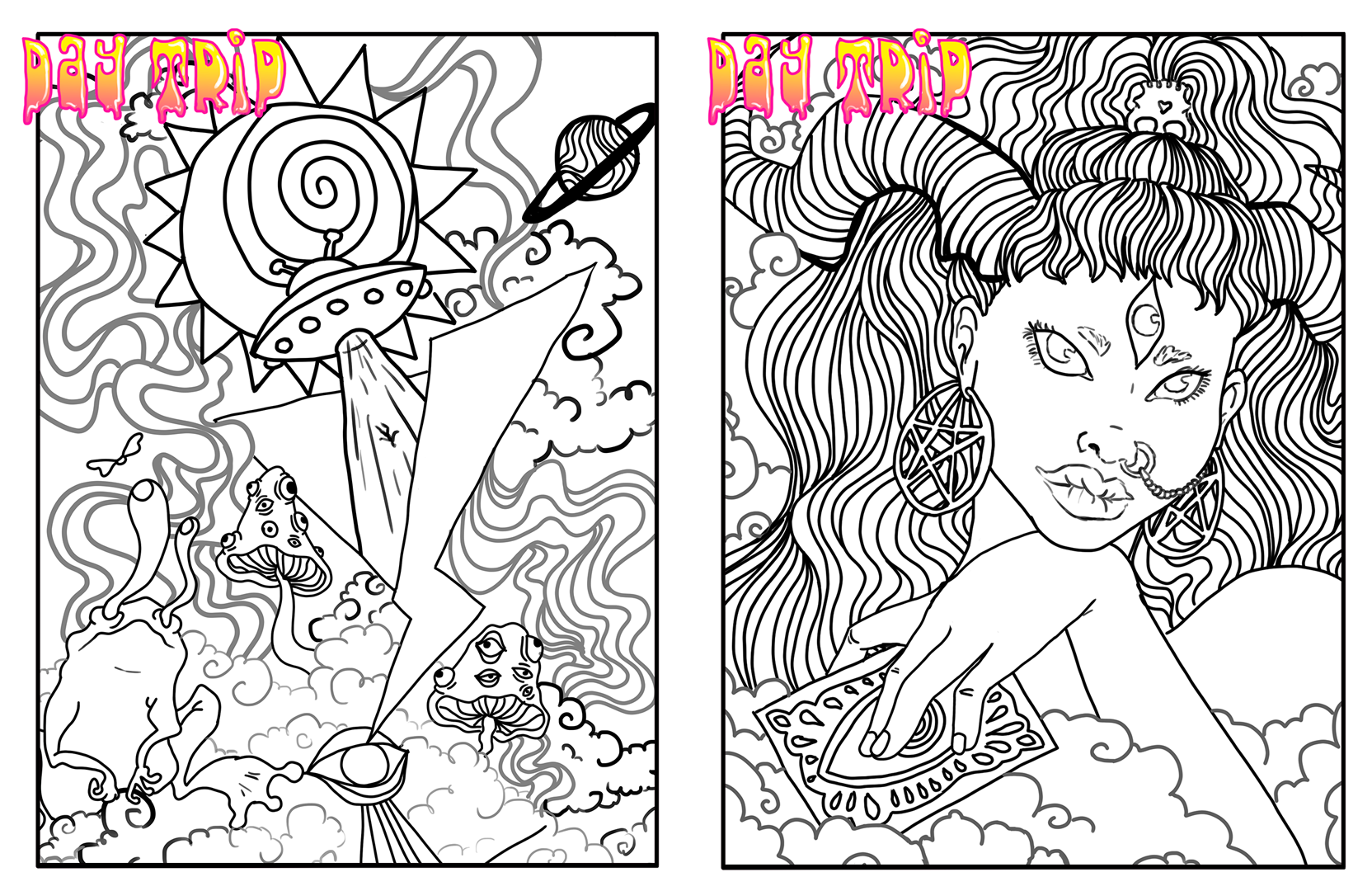 Let's Go Trippin: A Psychedelic Coloring Book: Embark on a Psychedelic  Coloring Journey!