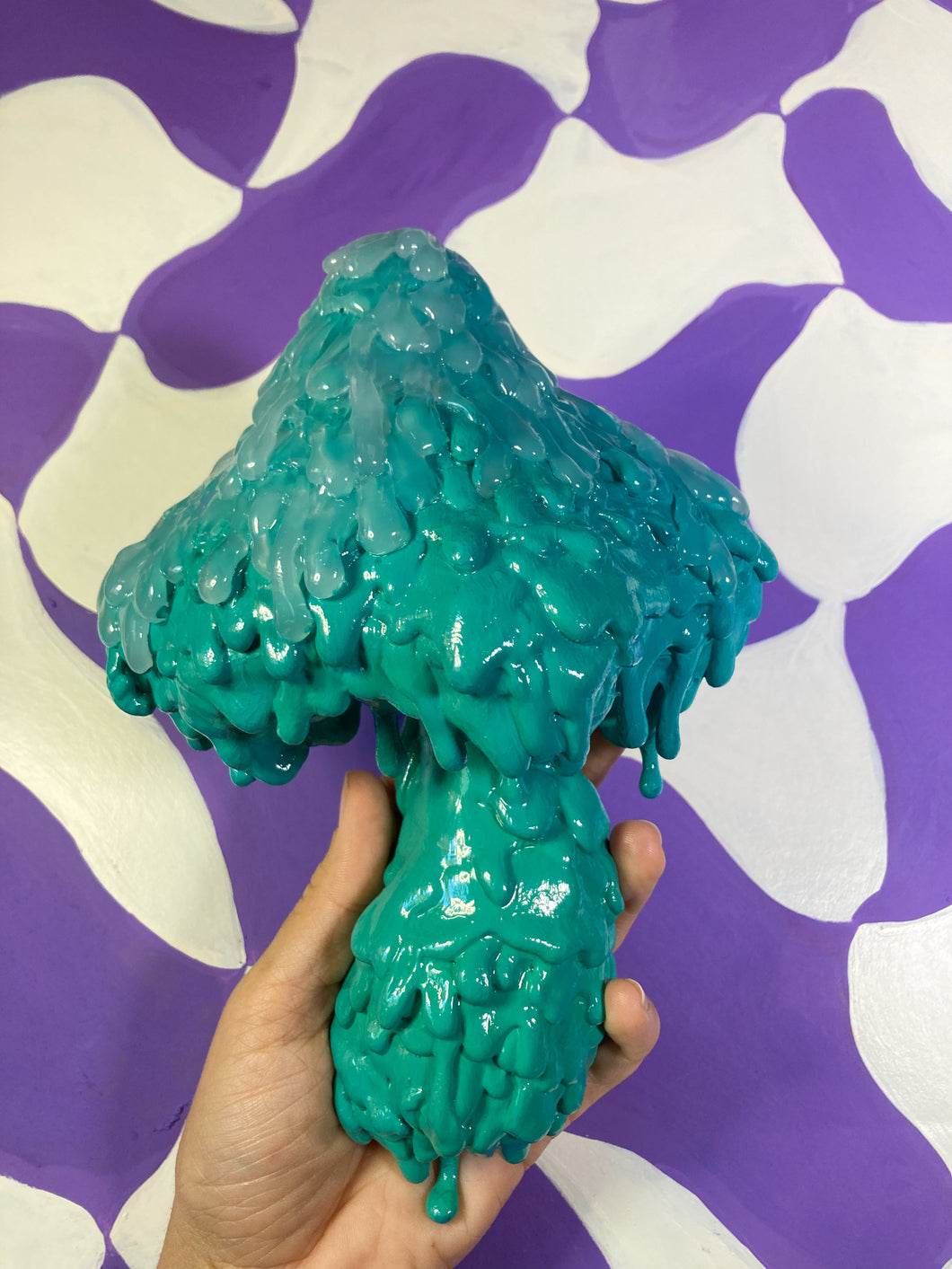 Melting mushroom sculpture (teal)