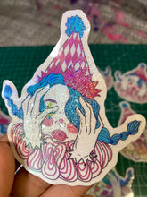 Load image into Gallery viewer, Sad Clown Girl holographic sticker

